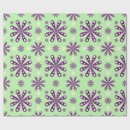 Retro paarse bloemen op groene achtergrond cadeaupapier