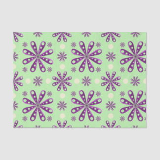 Retro paarse bloemen op groene achtergrond tissuepapier