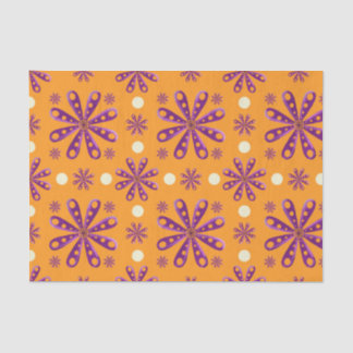 Retro paarse bloemen op oranje achtergrond tissuepapier