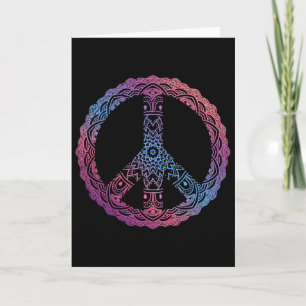 Retro Paarse Boho Yoga Sierlijke Mandala Vredestek Kaart