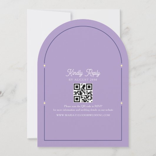 Retro Paarse bruiloft Kaart (Achterkant)