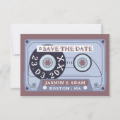 Retro Paarse Cassetteband Save The Date (Voorkant)