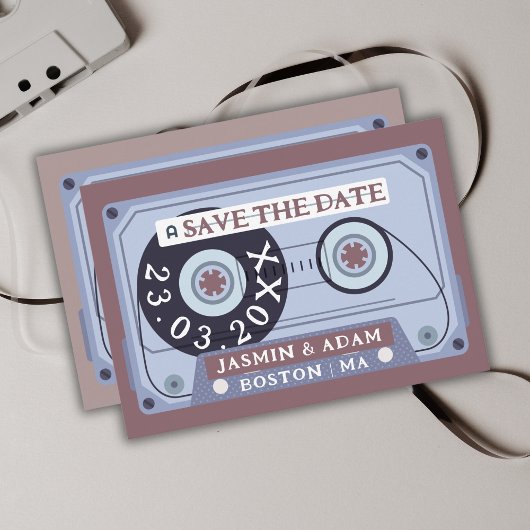 Retro Paarse Cassetteband Save The Date