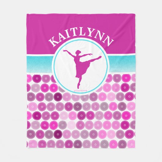 Retro Paarse Circles Ballet Dancer door Golly Girl Fleece Deken (Voorkant)