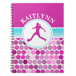 Retro Paarse Circles Girls Soccer door Golly Girls Notitieboek