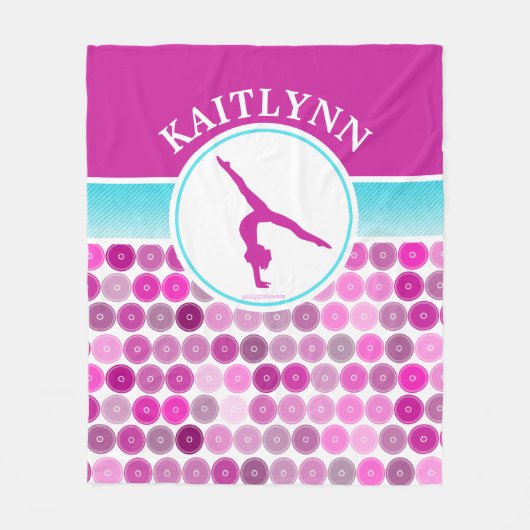 Retro Paarse cirkels Gymnastiek door Golly Girls Fleece Deken (Voorkant)