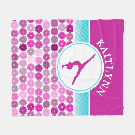 Retro Paarse cirkels Gymnastiek door Golly Girls Fleece Deken (Voorkant (Horizontaal))