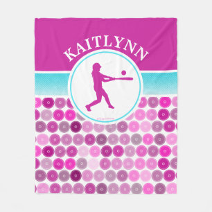 Retro Paarse cirkels Softball door Golly Girls Fleece Deken