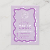 Retro paarse curve kronkelen golvende make-up scho visitekaartje (Voorkant)