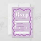 Retro paarse curve squiggle wavy rsvp kaart (Voorkant)