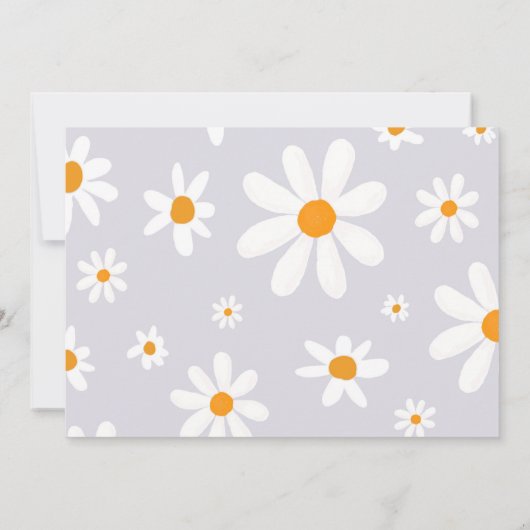 Retro Paarse Daisy Eerste Verjaardag Foto Uitnodig Kaart (Achterkant)