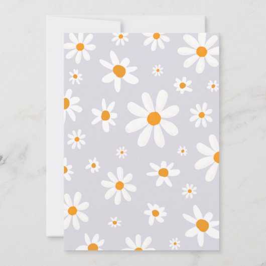 Retro Paarse Daisy Eerste Verjaardagsfeestuitnodig Kaart (Achterkant)