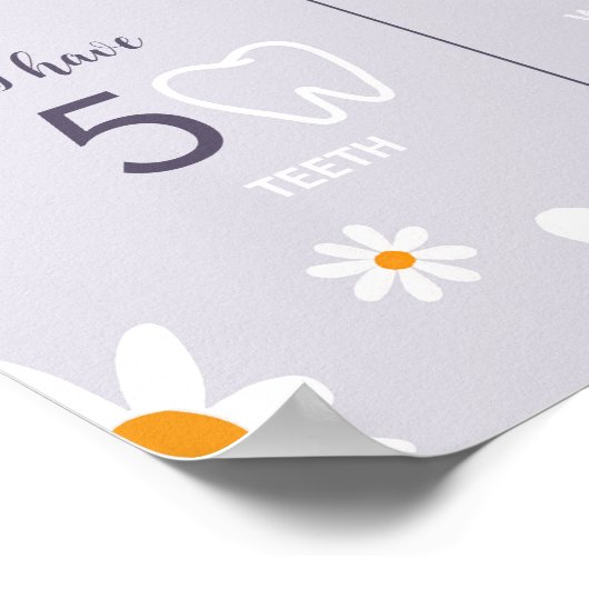 Retro Paarse Daisy Verjaardagsfeestje Mijlpaal tek Poster (Hoek)