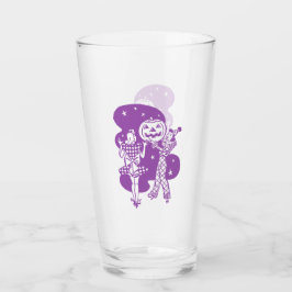 Retro paarse dames met pompoen glas