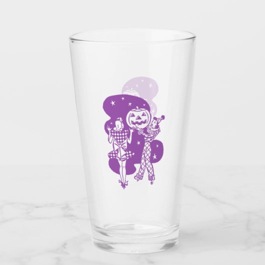 Retro paarse dames met pompoen glas (Voorkant)