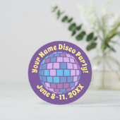 Retro Paarse Disco Bal PERSOONLIJK Kaart (Staand voorkant)