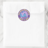 Retro Paarse Disco Bal PERSOONLIJK Ronde Sticker (Tas)