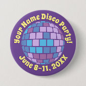 Retro Paarse Disco Bal PERSOONLIJKE Knop Ronde Button 7,6 Cm (Voorkant)