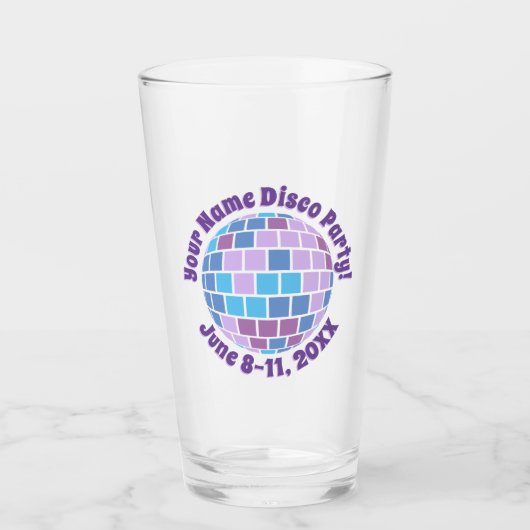 Retro Paarse Disco Ball PERSONALIZED Glas (Voorkant)