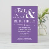 Retro Paarse Eet Drink en worden gepensioneerd Kaart (Staand voorkant)