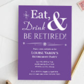 Retro Paarse Eet Drink en worden gepensioneerd Kaart