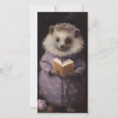 Retro Paarse Egel Bladwijzer voor Boekenwormen Bedankkaart (Voorkant)