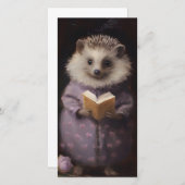 Retro Paarse Egel Bladwijzer voor Boekenwormen Bedankkaart (Voorkant / Achterkant)