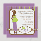 Retro Paarse en groene Baby Kaart (Voorkant / Achterkant)