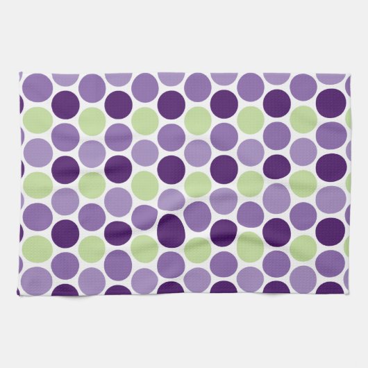 Retro Paarse en groene cirkels keukenhanddoeken (Horizontaal)