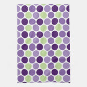 Retro Paarse en groene cirkels keukenhanddoeken (Verticaal)