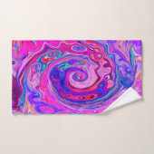 Retro Paarse en Oranje Abstracte Groovy Swirl Bad Handdoek (Handdoek)