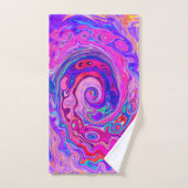 Retro Paarse en Oranje Abstracte Groovy Swirl Bad Handdoek (Handdoek)