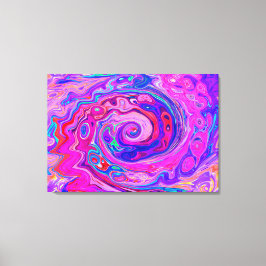 Retro Paarse en Oranje Abstracte Groovy Swirl Canvas Afdruk