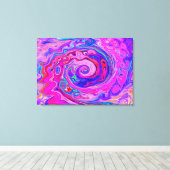 Retro Paarse en Oranje Abstracte Groovy Swirl Canvas Afdruk (Insitu (Houten vloer))