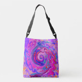 Retro Paarse en Oranje Abstracte Groovy Swirl Crossbody Tas (Achterkant)