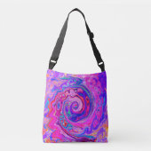 Retro Paarse en Oranje Abstracte Groovy Swirl Crossbody Tas (Voorkant)