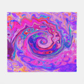 Retro Paarse en Oranje Abstracte Groovy Swirl Fleece Deken (Voorkant (Horizontaal))