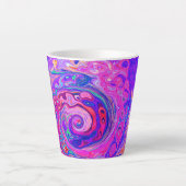 Retro Paarse en Oranje Abstracte Groovy Swirl Latte Mok (Voorkant)