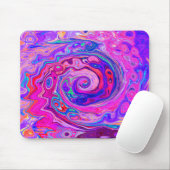 Retro Paarse en Oranje Abstracte Groovy Swirl Muismat (Met muis)