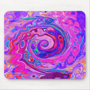 Retro Paarse en Oranje Abstracte Groovy Swirl Muismat