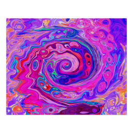 Retro Paarse en Oranje Abstracte Groovy Swirl Perfect Poster