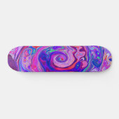 Retro Paarse en Oranje Abstracte Groovy Swirl Persoonlijk Skateboard (Horizontaal)