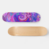 Retro Paarse en Oranje Abstracte Groovy Swirl Persoonlijk Skateboard (Horizontaal)