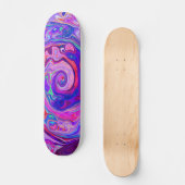 Retro Paarse en Oranje Abstracte Groovy Swirl Persoonlijk Skateboard (Voorkant)