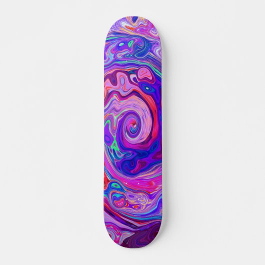 Retro Paarse en Oranje Abstracte Groovy Swirl Persoonlijk Skateboard (Voorkant)