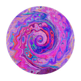 Retro Paarse en Oranje Abstracte Groovy Swirl Snijplank