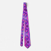 Retro Paarse en Oranje Abstracte Groovy Swirl Stropdas (Achterkant)