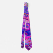 Retro Paarse en Oranje Abstracte Groovy Swirl Stropdas (Achterkant)