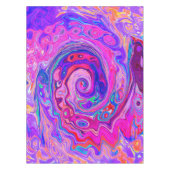 Retro Paarse en Oranje Abstracte Groovy Swirl Tafelkleed (Voorkant)