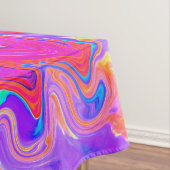 Retro Paarse en Oranje Abstracte Groovy Swirl Tafelkleed (Voorbeeld)